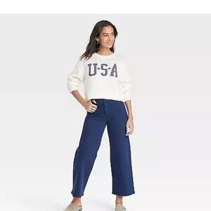 Grayson Threads Women's Flag Graphic Sweater - Off-White, Small